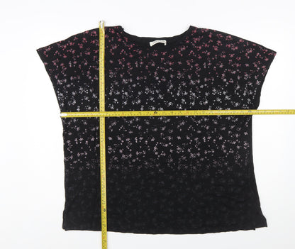 Marks and Spencer Women's Black Floral Modal Cotton T-Shirt Size 20