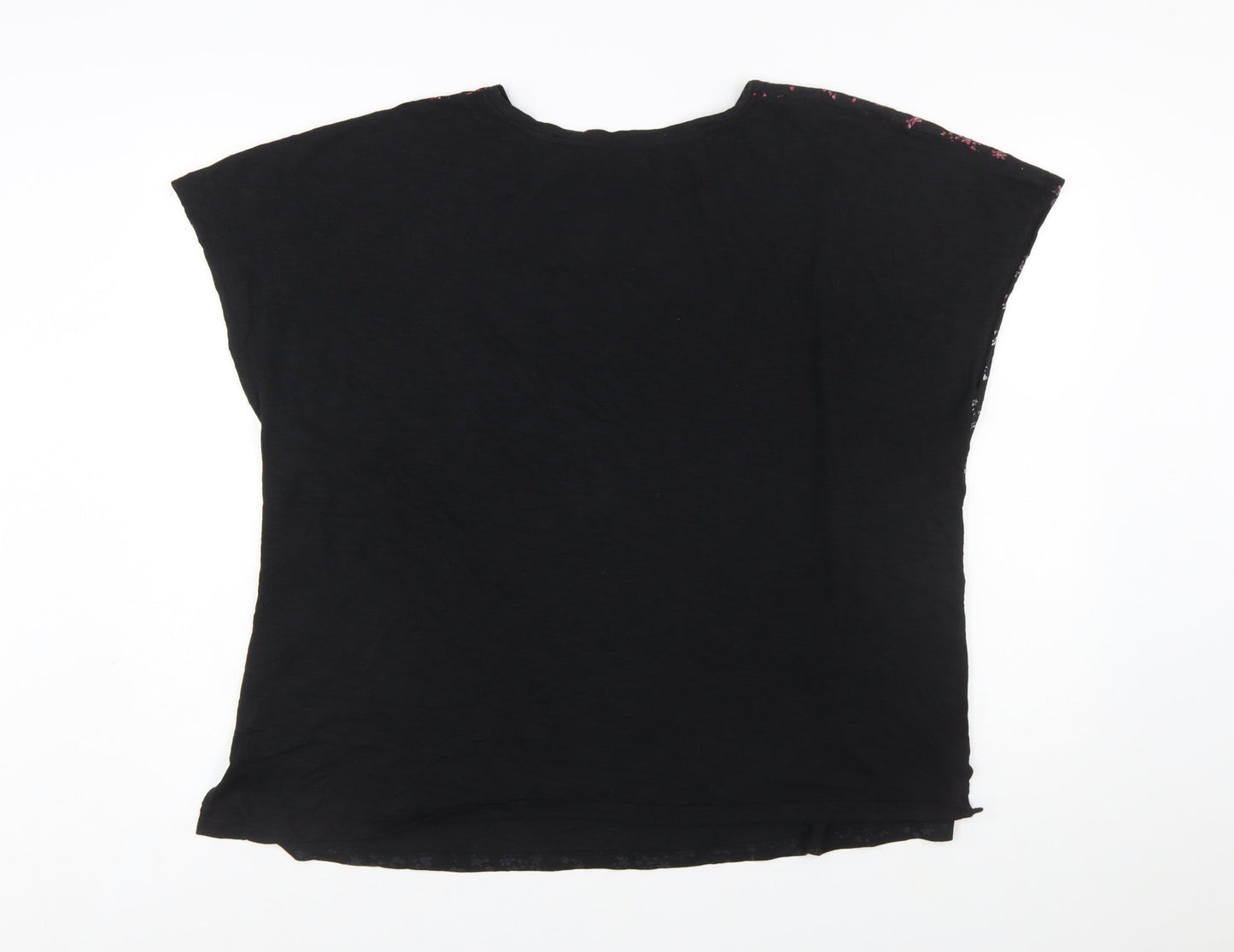 Marks and Spencer Women's Black Floral Modal Cotton T-Shirt Size 20