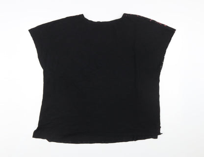 Marks and Spencer Women's Black Floral Modal Cotton T-Shirt Size 20