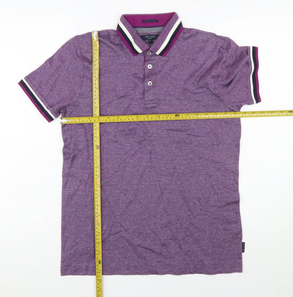 Ted Baker Men's Purple Cotton Short Sleeve Polo Shirt Size M