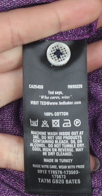 Ted Baker Men's Purple Cotton Short Sleeve Polo Shirt Size M