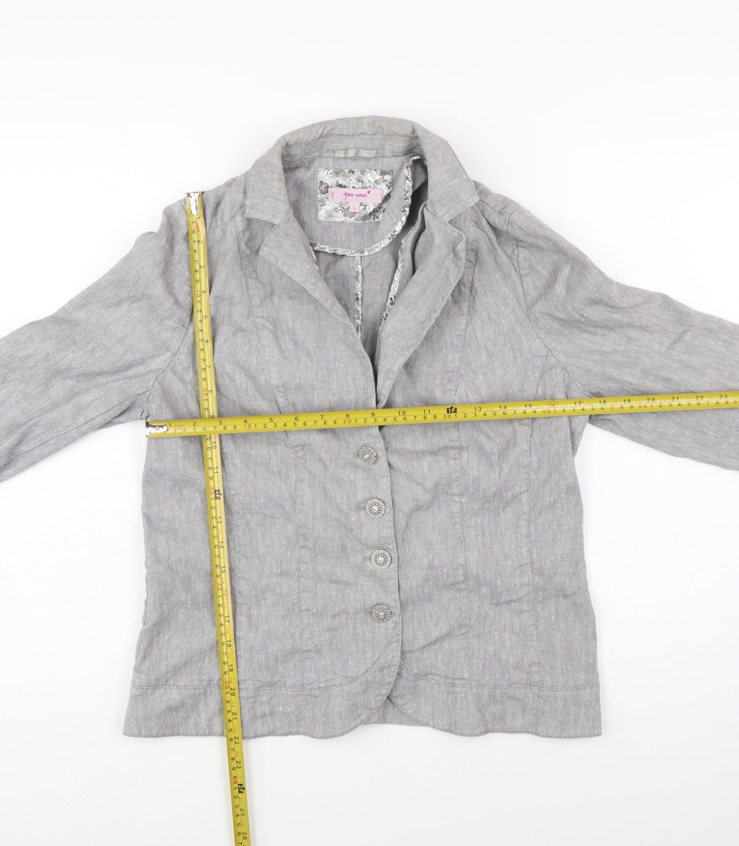 Marks and Spencer Per Una Grey Linen Blend Blazer Womens Size 16