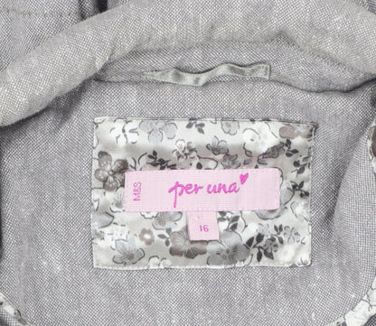 Marks and Spencer Per Una Grey Linen Blend Blazer Womens Size 16
