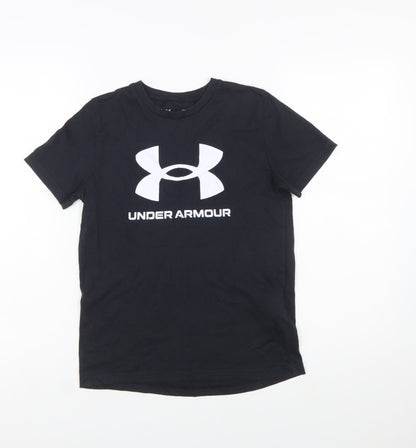 Under Armour Boys Black Graphic Logo T-Shirt Size 10-11 Years Loose Fit
