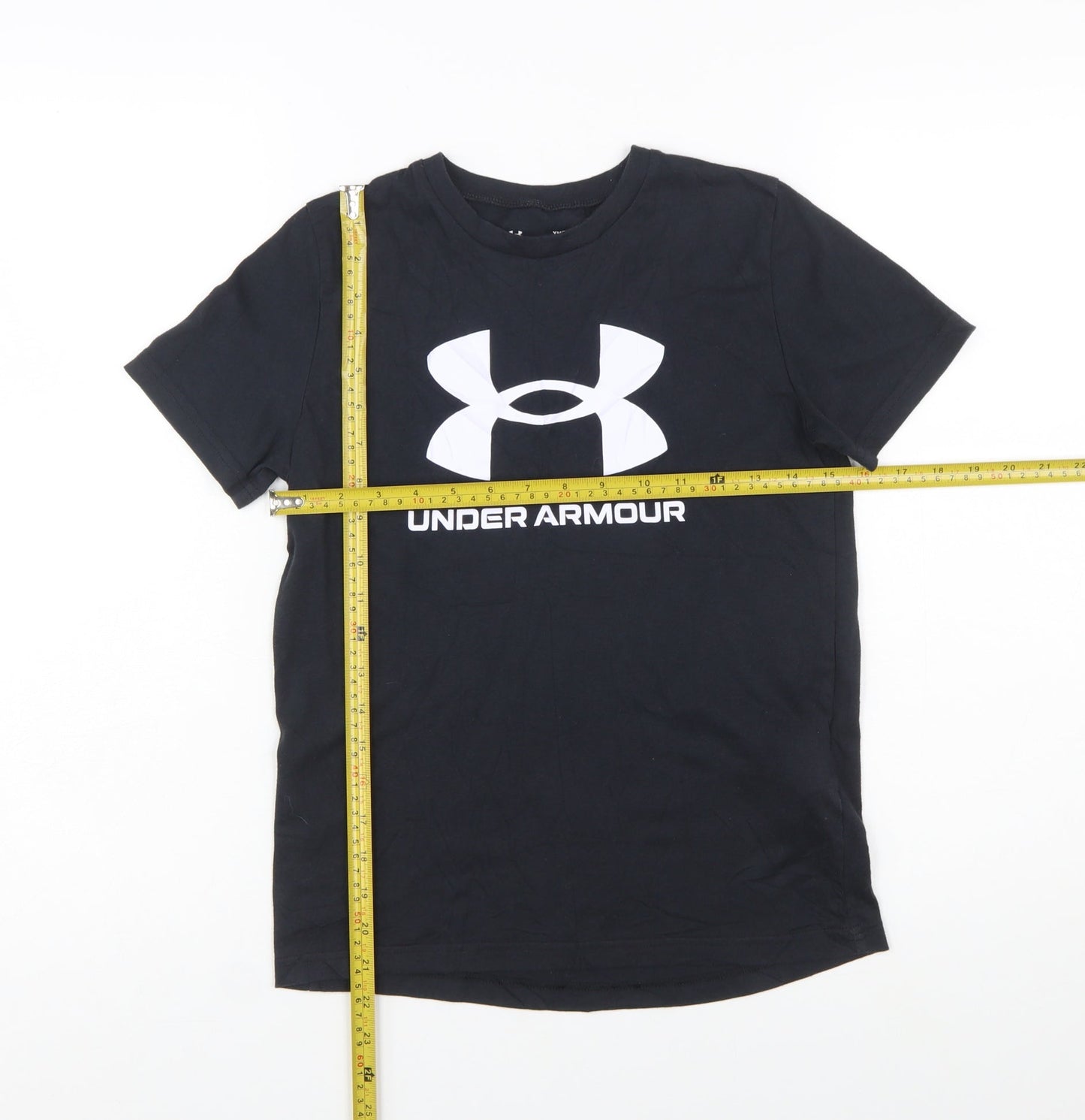 Under Armour Boys Black Graphic Logo T-Shirt Size 10-11 Years Loose Fit