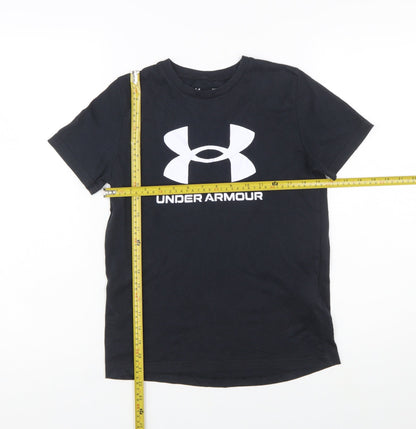 Under Armour Boys Black Graphic Logo T-Shirt Size 10-11 Years Loose Fit