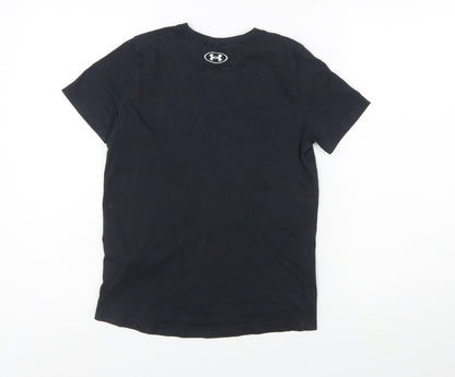 Under Armour Boys Black Graphic Logo T-Shirt Size 10-11 Years Loose Fit