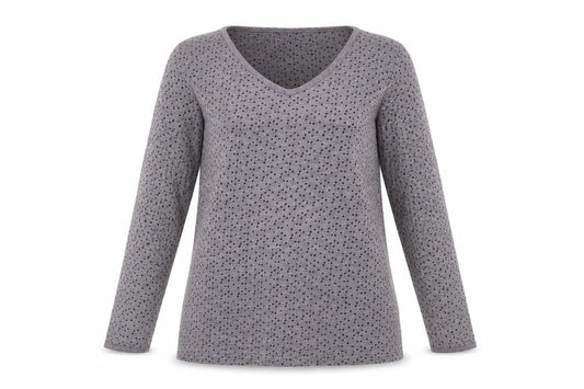 Trespass Womens Grey Polka Dot V-Neck 3/4 Sleeve Cotton Blend Top M