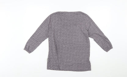 Trespass Womens Grey Polka Dot V-Neck 3/4 Sleeve Cotton Blend Top M