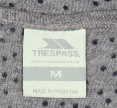 Trespass Womens Grey Polka Dot V-Neck 3/4 Sleeve Cotton Blend Top M
