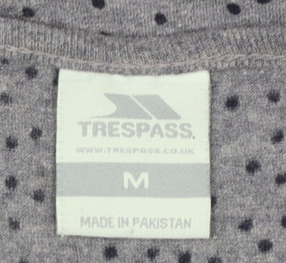 Trespass Womens Grey Polka Dot V-Neck 3/4 Sleeve Cotton Blend Top M