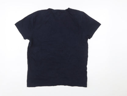 Tommy Hilfiger Men's Blue Logo Organic Cotton Crew Neck T-Shirt M