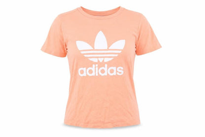Front view of Adidas women’s coral t-shirt medium short sleeve crew neck casual top