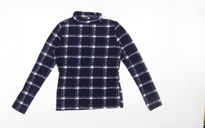 Pebble Bay Women’s Blue Check Roll Neck Long Sleeve Top Size 12