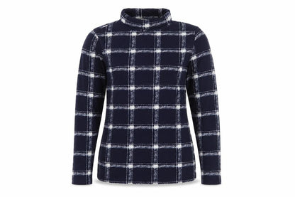 Pebble Bay Women’s Blue Check Roll Neck Long Sleeve Top Size 12