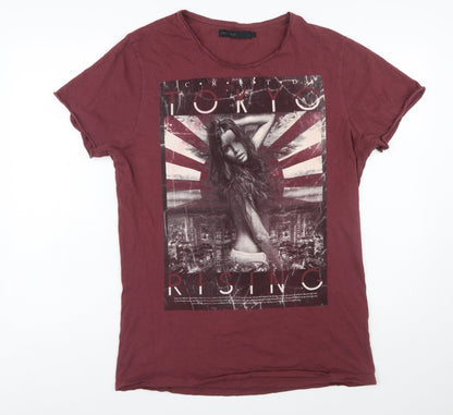 Crafted Men’s Red Tokyo Rising Graphic Print T-Shirt Size L