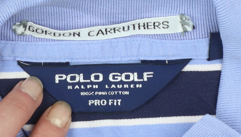 Ralph Lauren Polo Golf Men’s Blue Striped Cotton Polo Shirt M