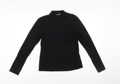 Nobody’s Child Women’s Black Mock Neck Long Sleeve Slim Fit Top Size 14