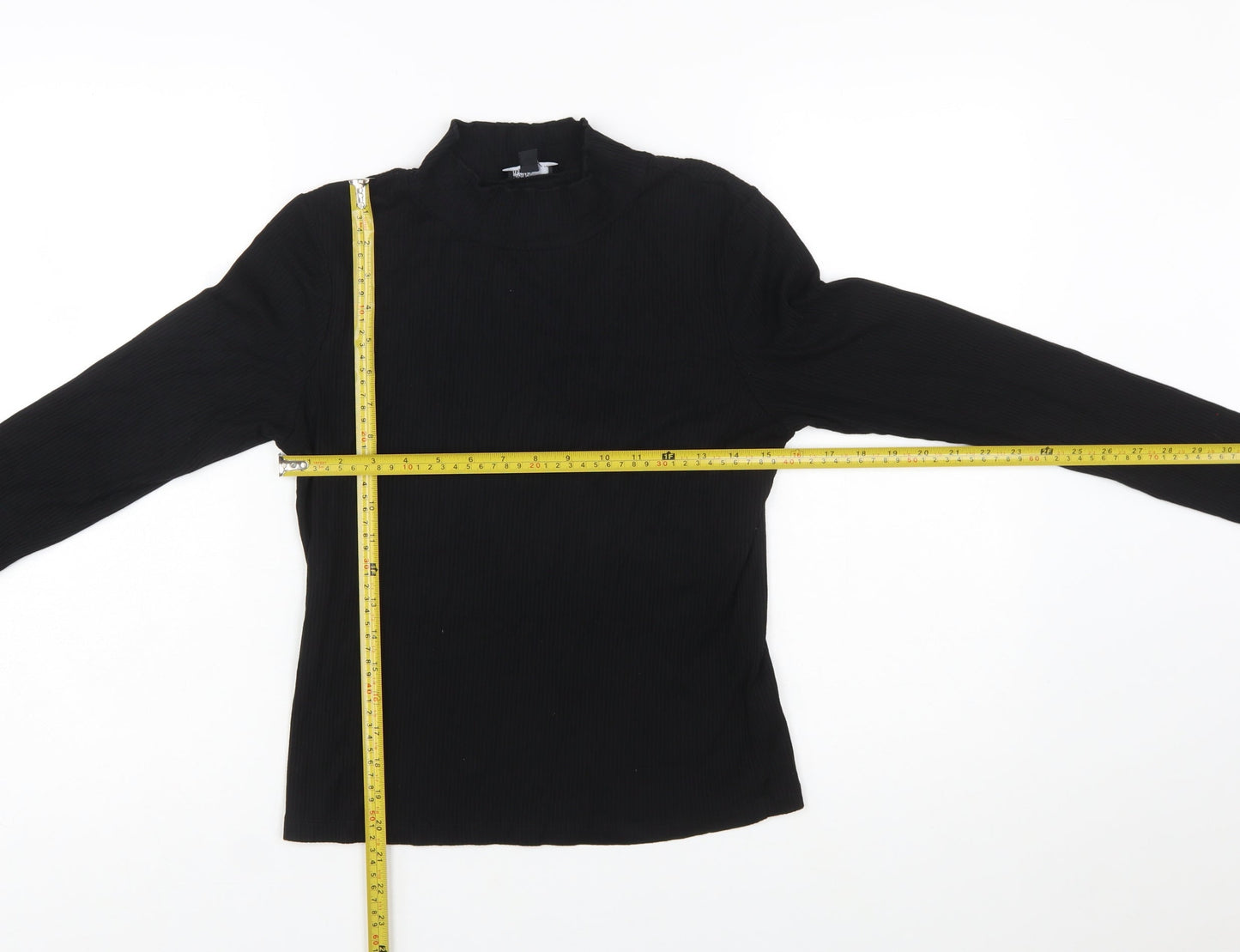 Nobody’s Child Women’s Black Mock Neck Long Sleeve Slim Fit Top Size 14