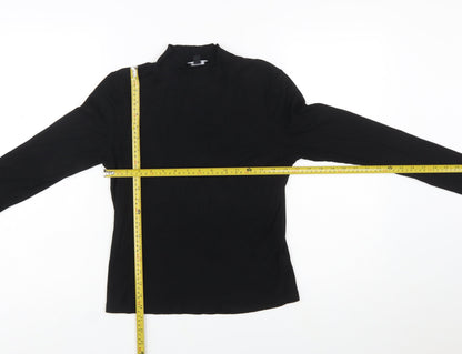 Nobody’s Child Women’s Black Mock Neck Long Sleeve Slim Fit Top Size 14