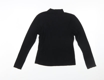 Nobody’s Child Women’s Black Mock Neck Long Sleeve Slim Fit Top Size 14