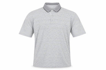 Charles Norton Men's Grey Geometric Polo Shirt XL Short Sleeve