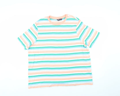 Marks and Spencer Womens Multicoloured Striped Cotton T-Shirt Size 20
