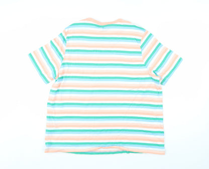 Marks and Spencer Womens Multicoloured Striped Cotton T-Shirt Size 20