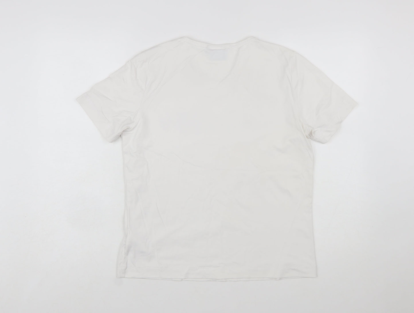 Canyon Women White Rhinestone Logo Short Sleeve Stretch T-Shirt Size 10