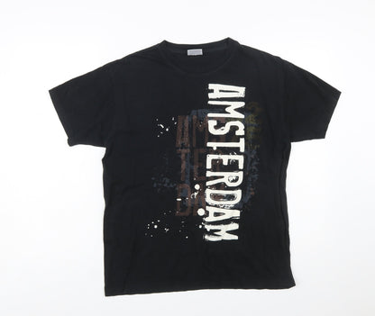 Fox Originals Unisex Black Amsterdam Graphic Cotton T-Shirt M