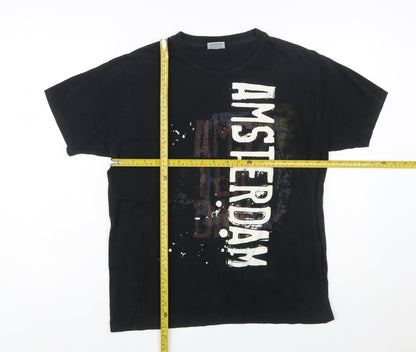 Fox Originals Unisex Black Amsterdam Graphic Cotton T-Shirt M