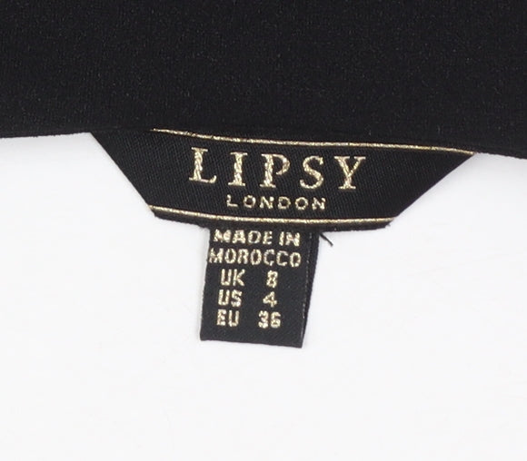 Lipsy Women Black Size 8 Tailored Open Front Suit Jacket