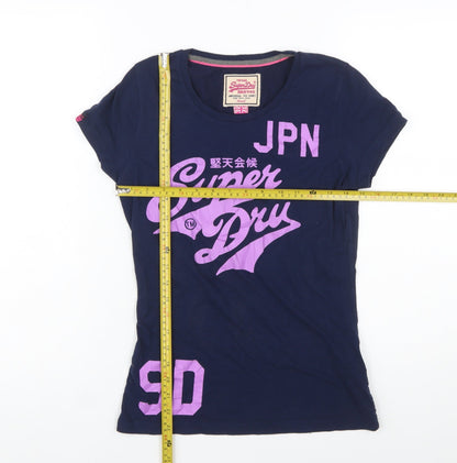Superdry Womens Blue Graphic Slim Fit T-Shirt Size S