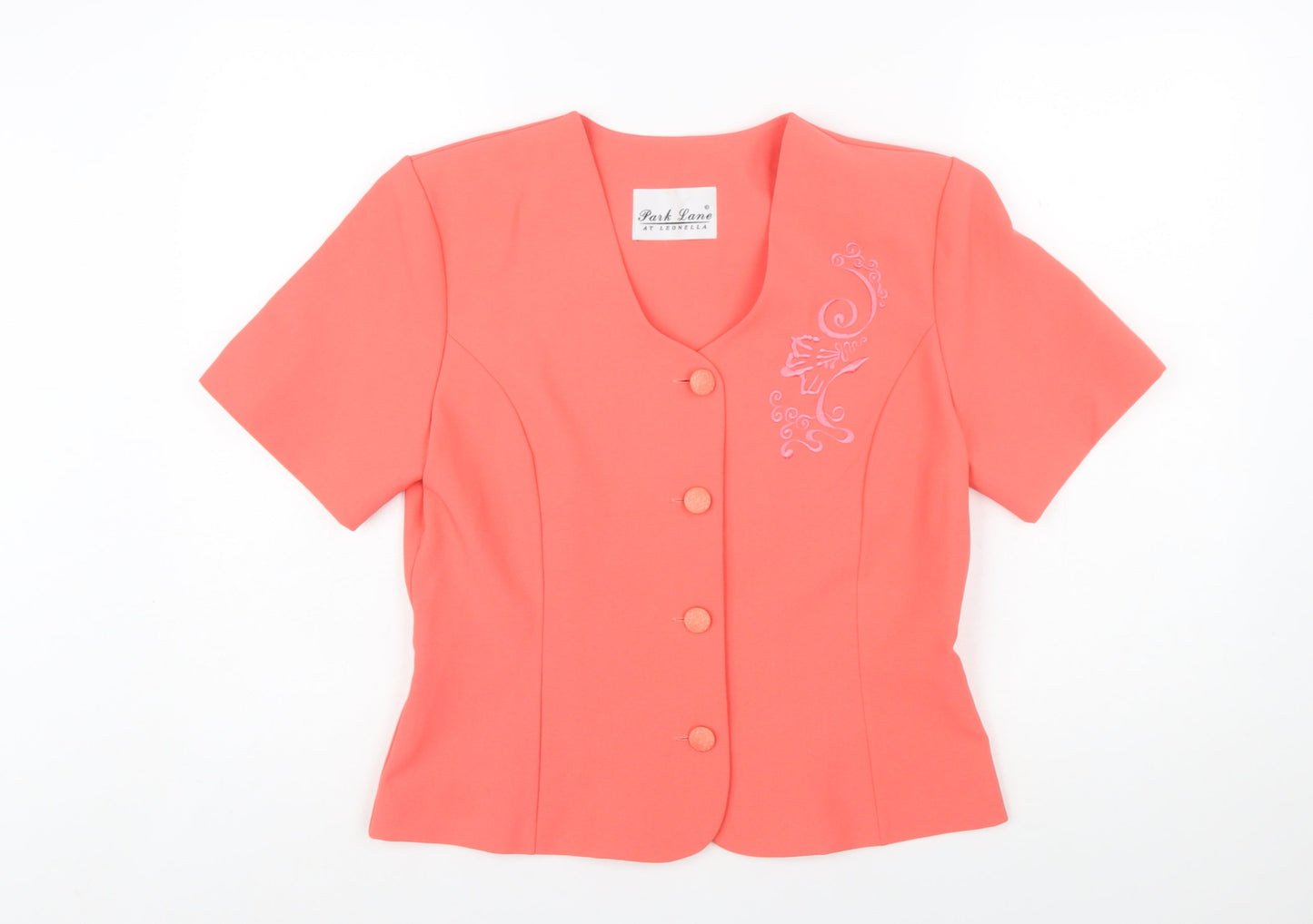 Park Lane at Leonella Womens Pink Size 12 Short Sleeve Suit Top