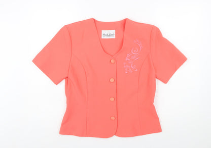 Park Lane at Leonella Womens Pink Size 12 Short Sleeve Suit Top