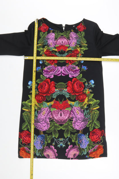 H&M Women’s Multicoloured Floral Shift Dress Size 8 3/4 Sleeve