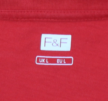 F&F Men's Red Cymru Rugby Team Graphic T-Shirt Size L
