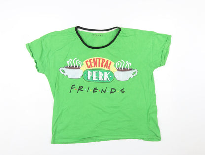 Character.com Friends Central Perk Green Women's L Cotton T-Shirt