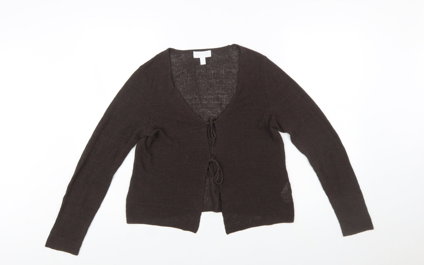 The White Company Women's Brown Linen Blend Cardigan M