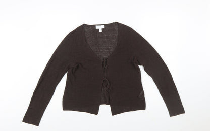The White Company Women's Brown Linen Blend Cardigan M