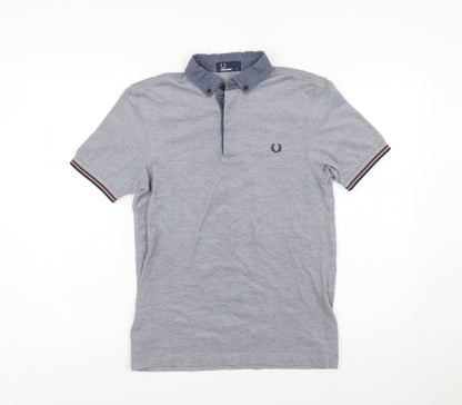 Fred Perry Mens Grey Cotton Button Down Collared Polo Shirt Size S