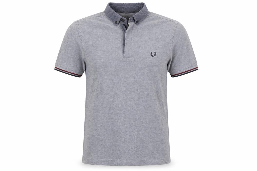 Fred Perry Mens Grey Cotton Button Down Collared Polo Shirt Size S