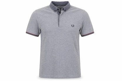 Fred Perry Mens Grey Cotton Button Down Collared Polo Shirt Size S