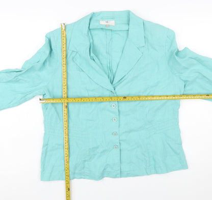 CC Women’s Green Linen Single-Breasted Blazer Size 16