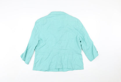 CC Women’s Green Linen Single-Breasted Blazer Size 16