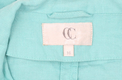 CC Women’s Green Linen Single-Breasted Blazer Size 16