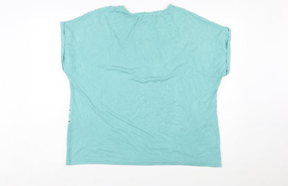 Klass Womens Aqua Blue Lace Detail Short Sleeve Tunic Top XXL