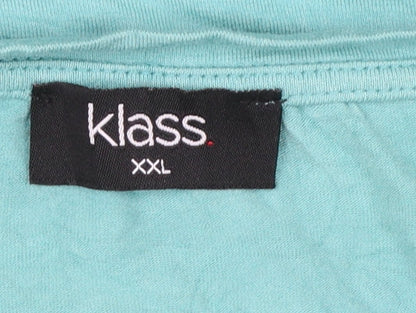 Klass Womens Aqua Blue Lace Detail Short Sleeve Tunic Top XXL
