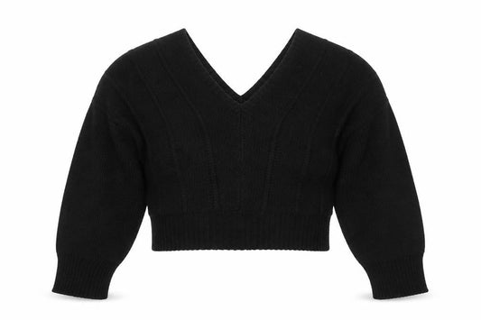 boohoo Women's Black V-Neck Knit Pullover Jumper Size M