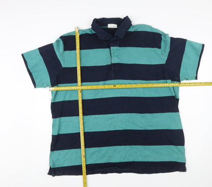 Marks and Spencer Men's Multicoloured 2XL Cotton Striped Polo Shirt